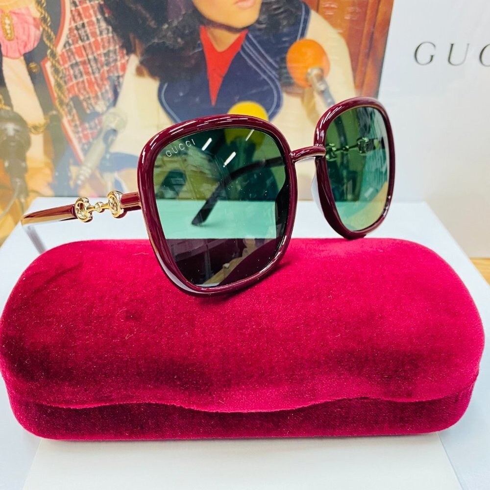 NWT Gucci GG0893S-003 Red Oversized 57mm Sunglasses - Picture 2 of 11